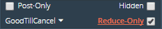 BitMEX order entry panel with the “Reduce-Only” option ticked alongside Post-Only and Hidden options.