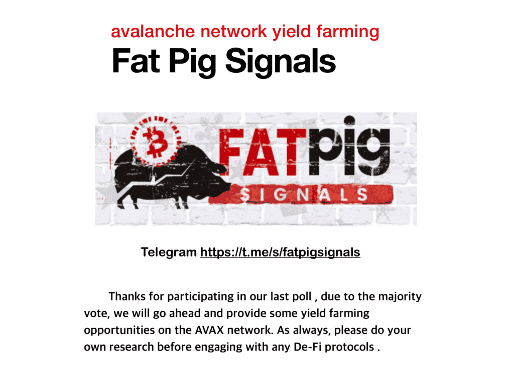 Yield Farming da Rede Avalanche do Fat Pigs