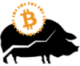 Silhouette of a pig with an orange Bitcoin symbol above it, resembling a coin. The Bitcoin logo includes the letter "B" with two vertical lines. The image hints at cryptocurrency savings or investment, aligning with the concept of Melhores Sinais de Cripto for optimal trading strategies.